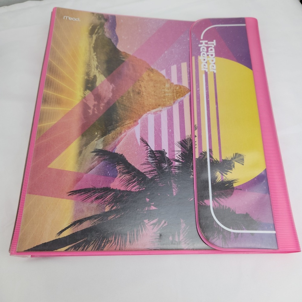 Vintage Trapper Keeper Retro Pink Sunset Binder 3-Ring Pocket Clip Board‎